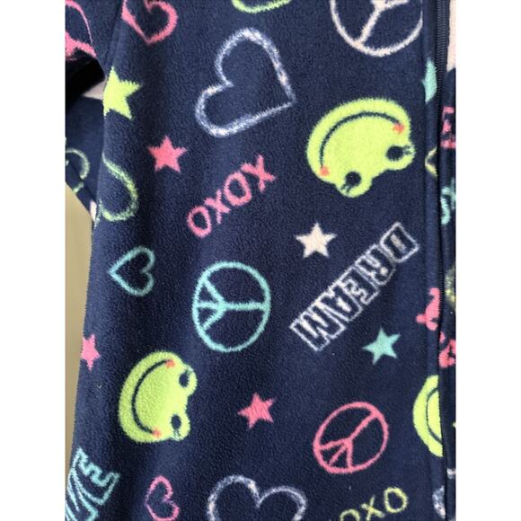 Circo Girls Footed Sleeper Pajamas Frogs Peace Blue XS 4-5 - Picture 4 of 7
